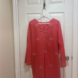 Coral Tunic with Embroidered Details